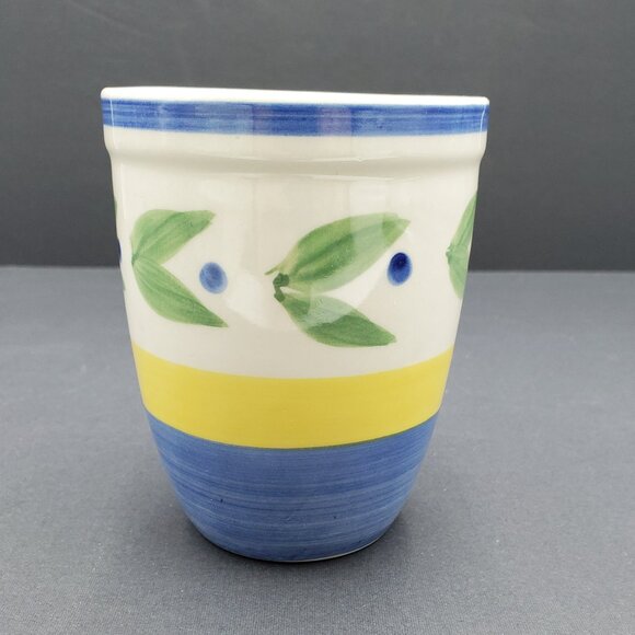 Trisa Trs4 Mugs Trisa Blue Yellow Bands Green Leaves Mugs - Picture 7 of 11